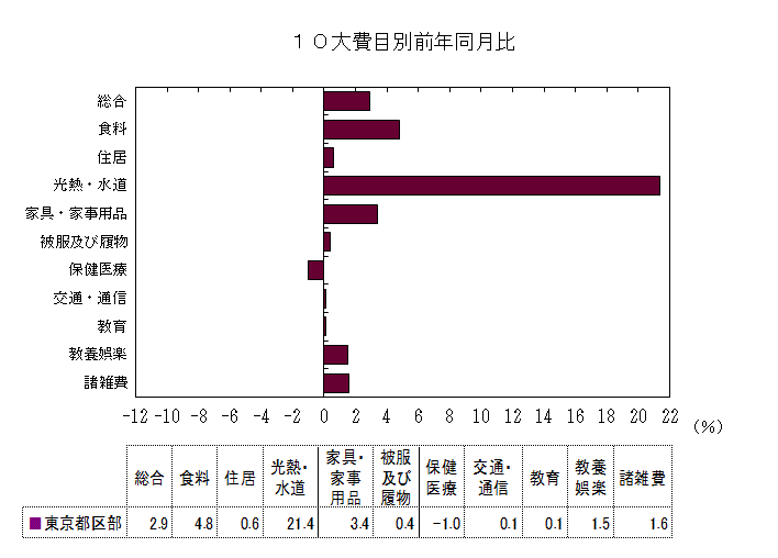 10大費目別前年同月比