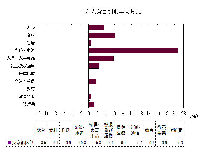 10大費目別前年同月比