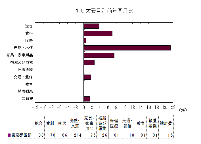 10大費目別前年同月比