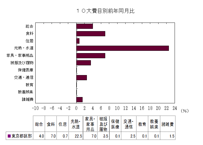 10大費目別前年同月比