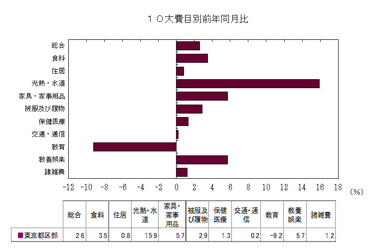 １０大費目別前年同月比