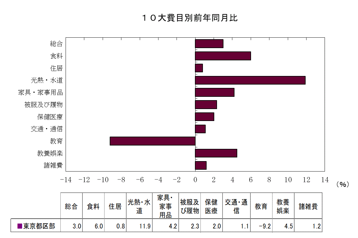 １０大費目別前年同月比