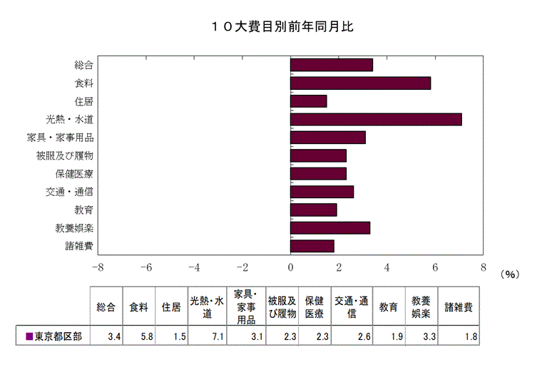 １０大費目別前年同月比