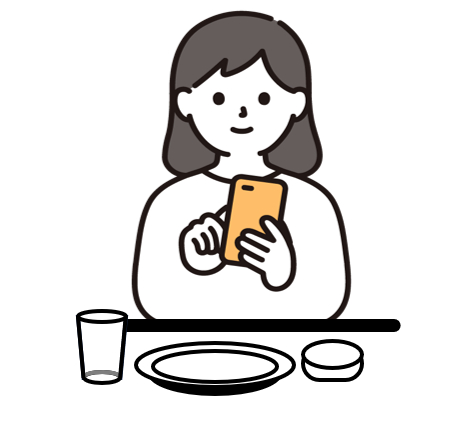 「食事後にも回答できます」のイラスト